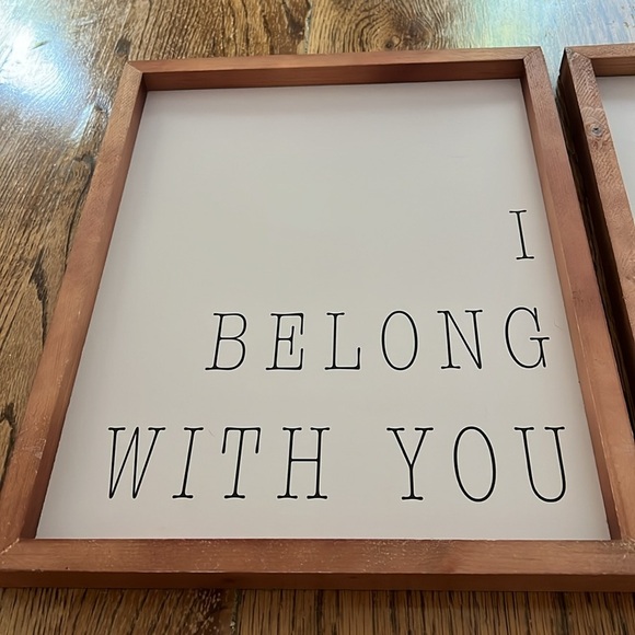 LIKE NEW I BELONG WITH YOU YOU BELONG WITH ME WOODEN SIGNS SET - Picture 5 of 8